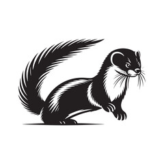 Weasel Animal Silhouette - Minimal Weasel Vector - Weasel Illustration - Weasel Animal Artwork.