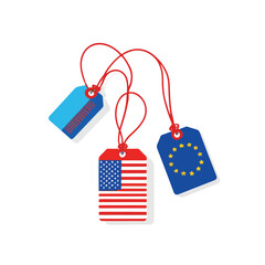 flat vector icon of two price tags with flags of a country
