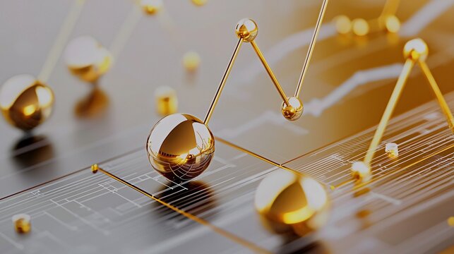 renewable energy and storage system with wind turbines Concept. Golden Spheres and Graphs on Digital Background - Powered by Adobe