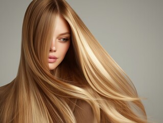 Naklejka premium Beautiful hair. Beauty woman with shiny long hair 