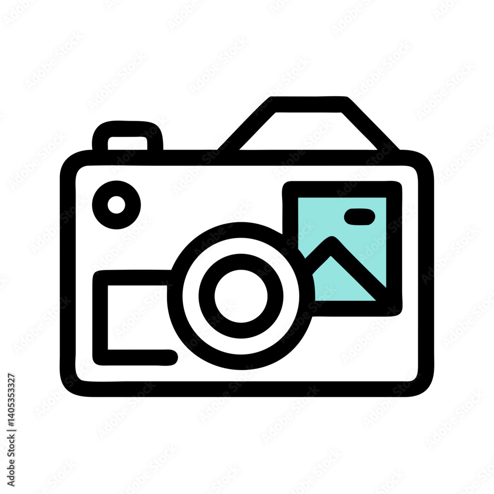 Poster Camera with Image Icon Representing Photography and Visual Media