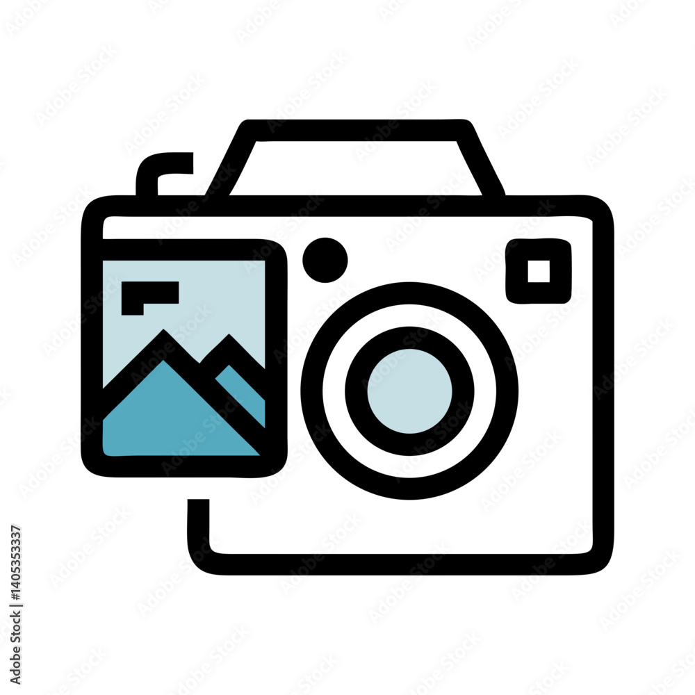 Poster Camera with Image Icon Representing Photography and Visual Media