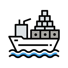 Obraz premium Cargo Ship Icon Representing Maritime Transport and Global Shipping