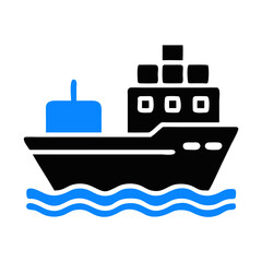 Obraz premium Cargo Ship Icon Representing Maritime Transport and Global Shipping