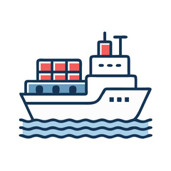 Fototapeta premium Cargo Ship Icon Representing Maritime Transport and Global Shipping