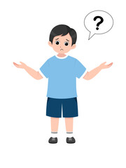 Little boy with a confused expression flat vector suitable for children book