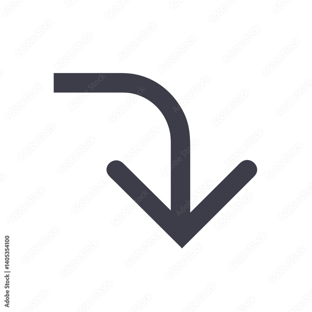 Poster Corner Arrow Pointing Down Right Icon Representing Directional Navigation