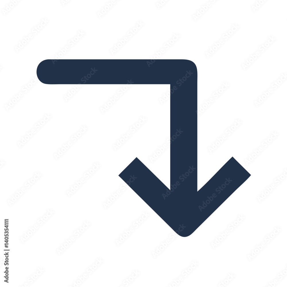 Poster Corner Arrow Pointing Down Right Icon Representing Directional Navigation