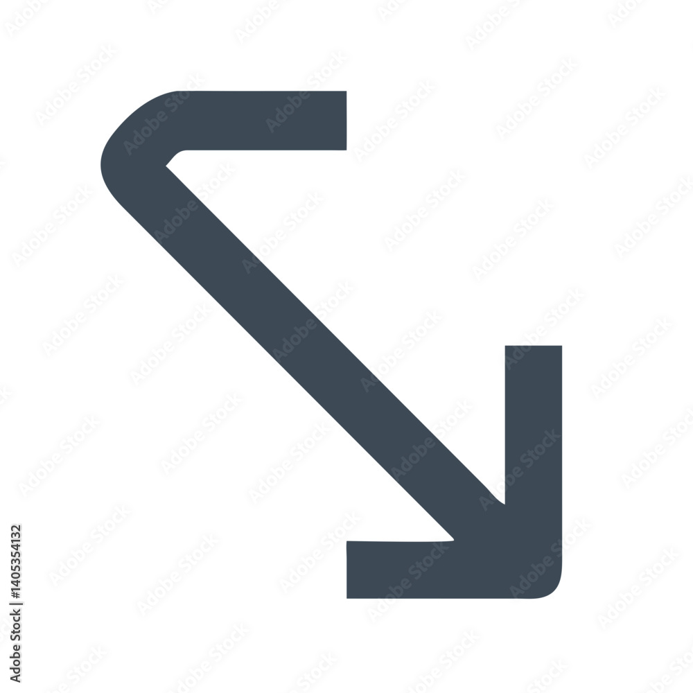 Poster Corner Arrow Pointing Down Right Icon Representing Directional Movement