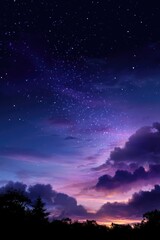 Breathtaking digital illustration of a twilight sky, highlighting a celestial scene with wispy clouds, capturing the wonder of the universe and nature in rich hues of indigo and shimmering stars.--ar