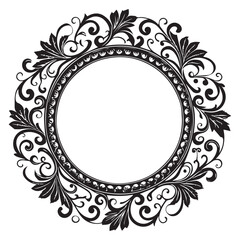 Elegant Circular Floral Frame, Ornamental Vintage Border Design, Round vector frame of flowers isolated