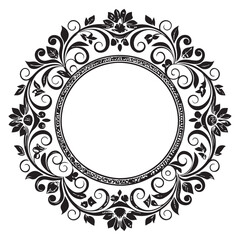 Elegant Circular Floral Frame, Ornamental Vintage Border Design, Round vector frame of flowers isolated