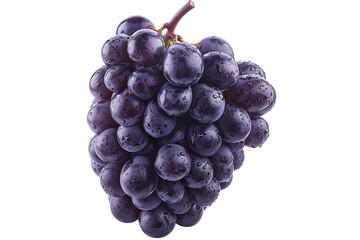 Fototapeta premium Dark, juicy grape bunch with water droplets, stems, and a transparent background. Isolated, vibrant, and delicious