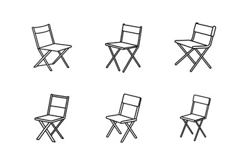 folding chair line art vector illustration