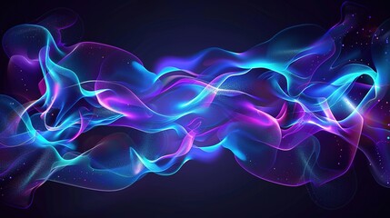 Dynamic Holographic Light Waves – Futuristic Abstract Flow in Blue, Pink, and Violet