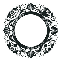 Elegant Circular Floral Frame, Ornamental Vintage Border Design, Round vector frame of flowers isolated