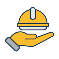 Hand Holding Hard Hat Icon &ndash; Workplace Safety and Construction Symbol