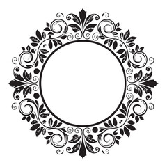 Elegant Circular Floral Frame, Ornamental Vintage Border Design, Round vector frame of flowers isolated