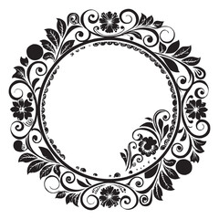 Elegant Circular Floral Frame, Ornamental Vintage Border Design, Round vector frame of flowers isolated