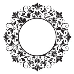 Elegant Circular Floral Frame, Ornamental Vintage Border Design, Round vector frame of flowers isolated