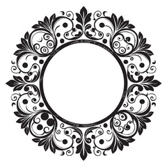 Elegant Circular Floral Frame, Ornamental Vintage Border Design, Round vector frame of flowers isolated