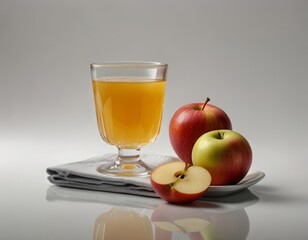 Glass of Apple Compote on White Background