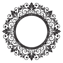 Elegant Circular Floral Frame, Ornamental Vintage Border Design, Round vector frame of flowers isolated