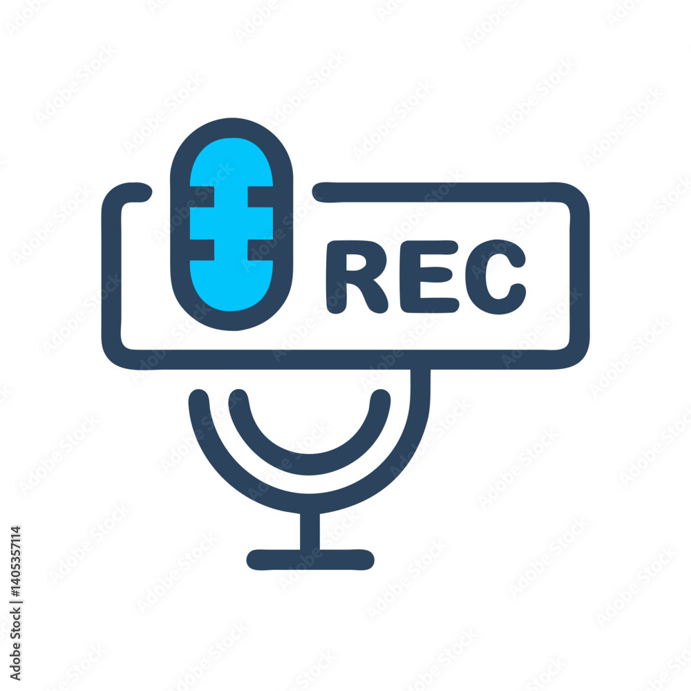 Poster Microphone with Rec Tag Icon – Audio Recording and Media Symbol