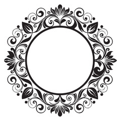 Elegant Circular Floral Frame, Ornamental Vintage Border Design, Round vector frame of flowers isolated