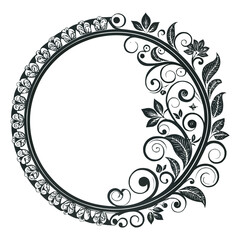 Elegant Circular Floral Frame, Ornamental Vintage Border Design, Round vector frame of flowers isolated