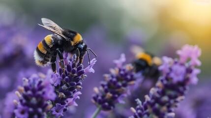 A vibrant pollinator friendly ecosystem filled with fragrant lavender