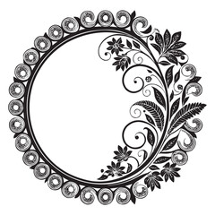 Elegant Circular Floral Frame, Ornamental Vintage Border Design, Round vector frame of flowers isolated
