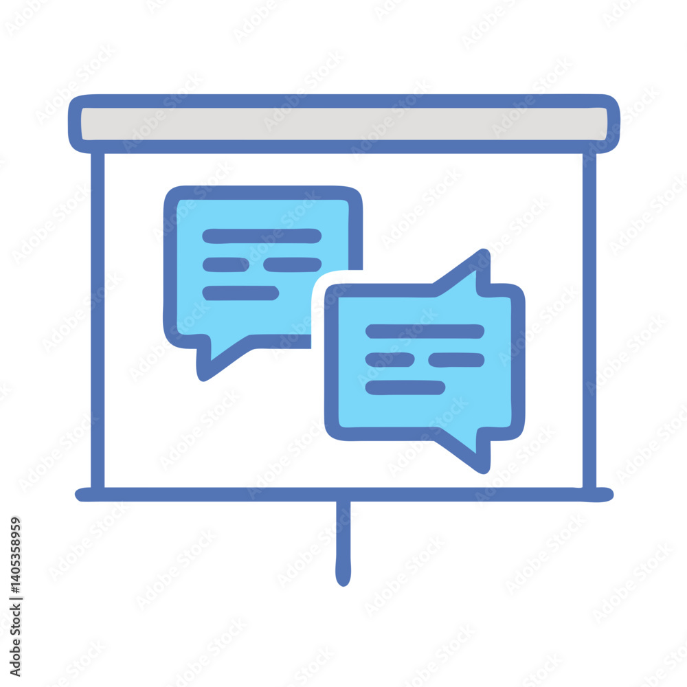Leinwandbilder presentation slide with chat bubbles icon – communication and messaging symbol