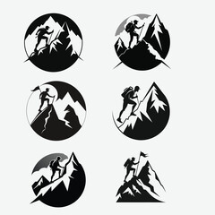 Fototapeta premium Mountain climbing silhouette.