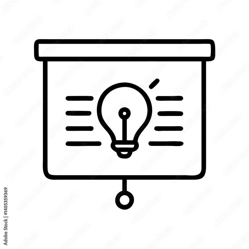 Poster Presentation Slide with Light Bulb Icon – Ideas and Innovation Symbol