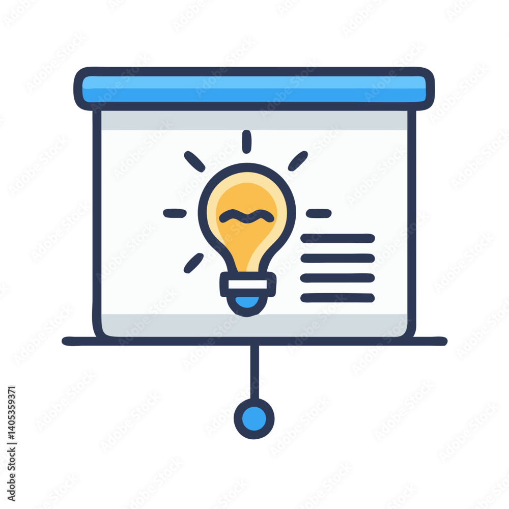 Poster Presentation Slide with Light Bulb Icon – Ideas and Innovation Symbol
