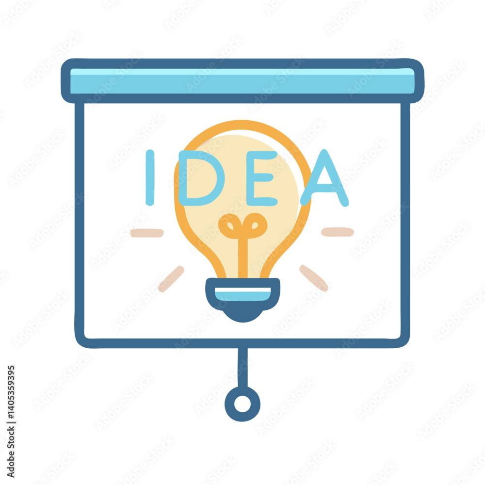 Poster Presentation Slide with Light Bulb Icon – Ideas and Innovation Symbol
