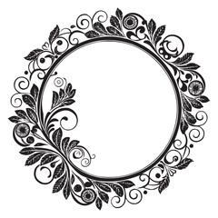 Elegant Circular Floral Frame, Ornamental Vintage Border Design, Round vector frame of flowers isolated