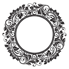 Elegant Circular Floral Frame, Ornamental Vintage Border Design, Round vector frame of flowers isolated