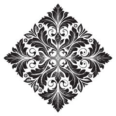 Vintage Baroque Ornament, Elegant Floral Damask Decorative Element, floral retro antique style. Acanthus pattern foliage swirl design element wedding decoration