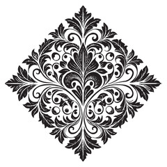 Vintage Baroque Ornament, Elegant Floral Damask Decorative Element, floral retro antique style. Acanthus pattern foliage swirl design element wedding decoration