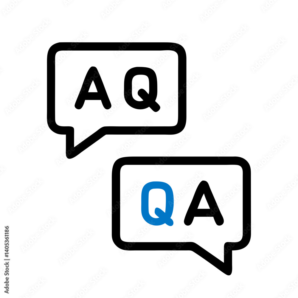 Leinwandbilder speech bubbles with a and q icon – language and q&a communication symbol