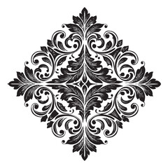 Vintage Baroque Ornament, Elegant Floral Damask Decorative Element, floral retro antique style. Acanthus pattern foliage swirl design element wedding decoration