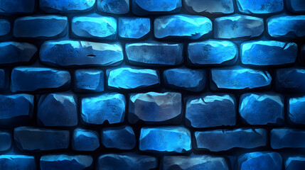 Fototapeta premium Abstract Blue Brick Wall Texture Background With Stone Pattern In Dark Lighting Perfect For Textures And Backgrounds Or Digital Paper