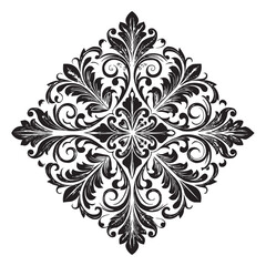 Vintage Baroque Ornament, Elegant Floral Damask Decorative Element, floral retro antique style. Acanthus pattern foliage swirl design element wedding decoration