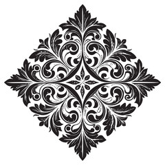 Vintage Baroque Ornament, Elegant Floral Damask Decorative Element, floral retro antique style. Acanthus pattern foliage swirl design element wedding decoration