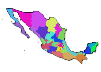 High-resolution illustration of the map of mexico, showcasing the complete geographical shape of the country