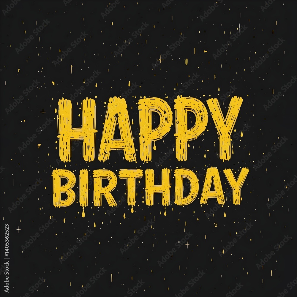 Fototapete happy birthday greeting card with yellow vintage glittering letters. vector illustration.(노란색으로 화려하게