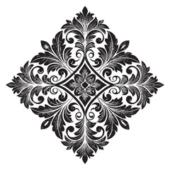 Vintage Baroque Ornament, Elegant Floral Damask Decorative Element, floral retro antique style. Acanthus pattern foliage swirl design element wedding decoration