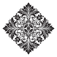 Vintage Baroque Ornament, Elegant Floral Damask Decorative Element, floral retro antique style. Acanthus pattern foliage swirl design element wedding decoration
